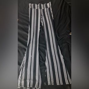 black and white striped pants